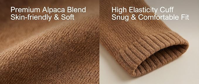 Thermal Wool Socks, 2 Pair, Unisex Beige Black