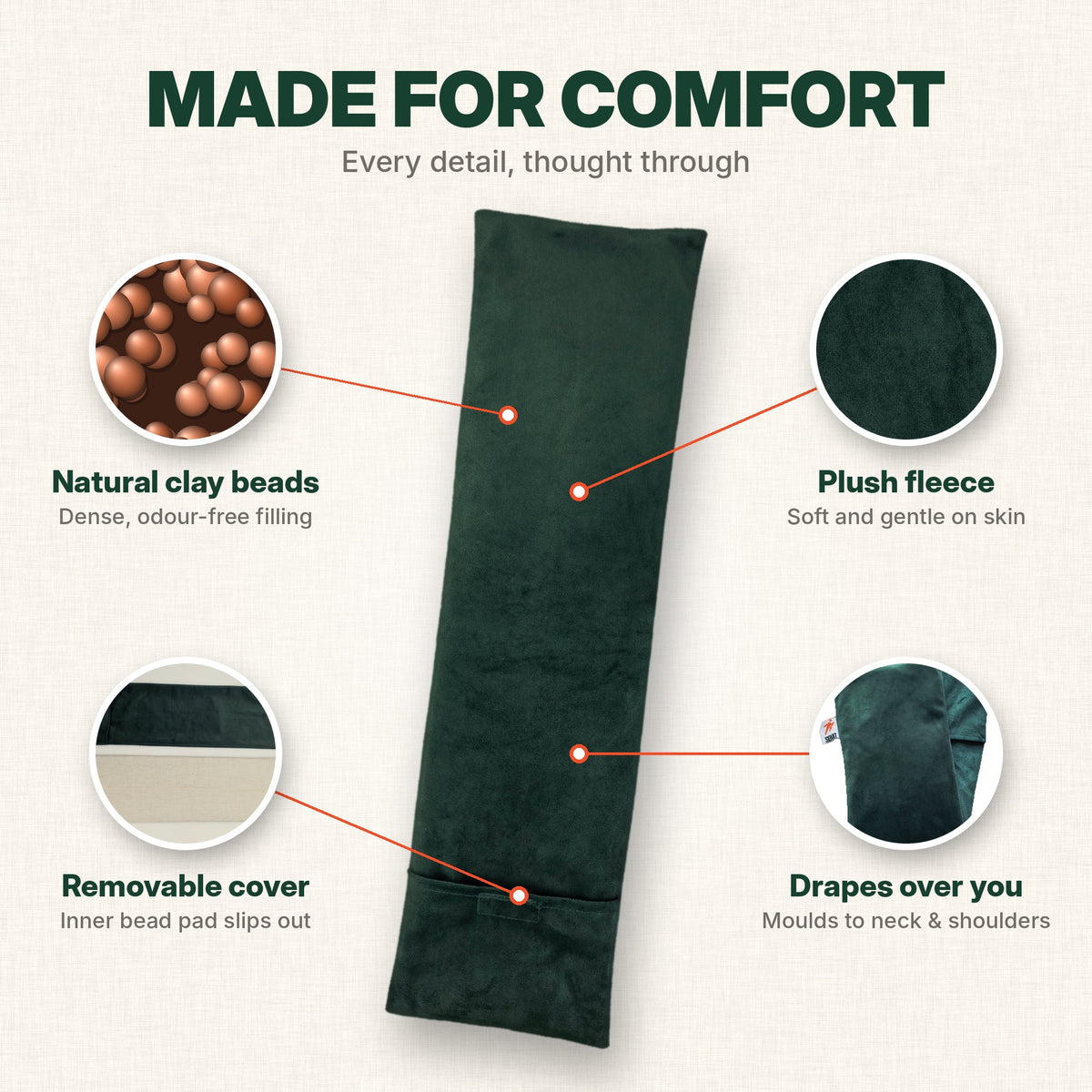 SEHAT Clay Bead Neck & Shoulder   (Feet & Ankle) Wrap with Fleece Cover
